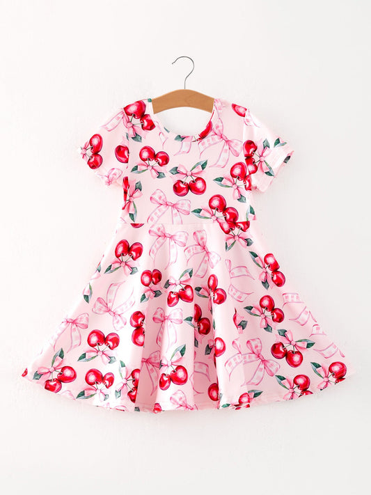 Bow Cherry Cute Girls Dress