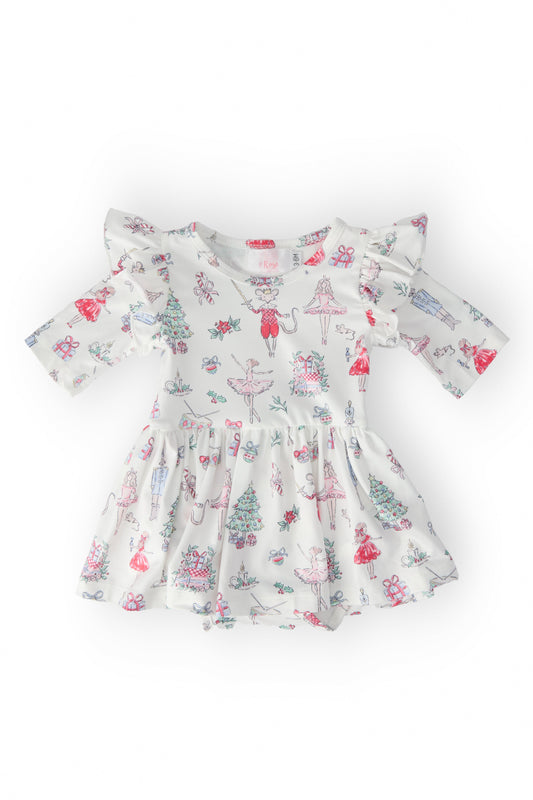 Clara's Christmas Twirl Flutter Bodysuit