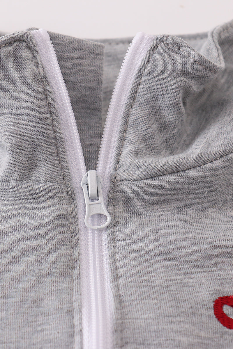 Alabama embroidery gingham pullover & pants set