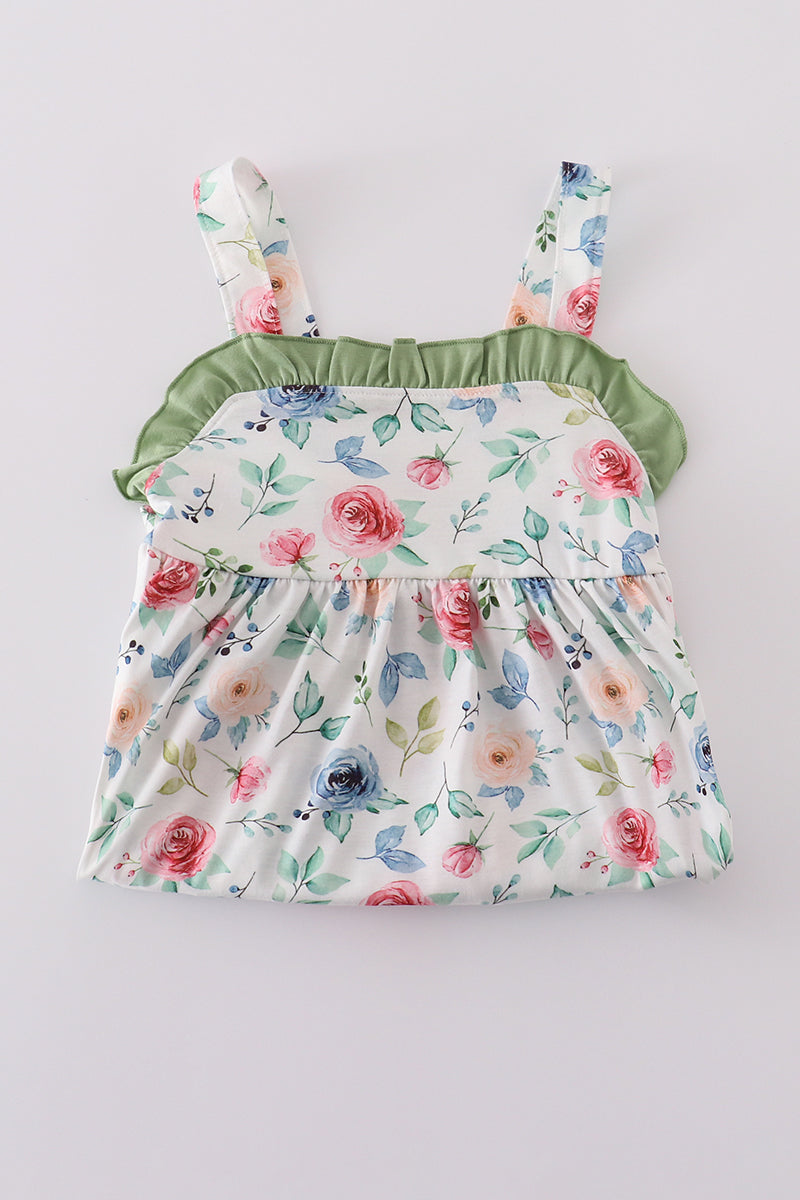Green garden rose dress