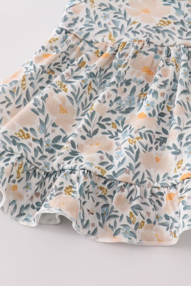 Fall floral print ruffle bloomer set