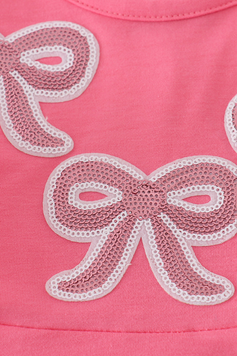 Pink bow sequin dress