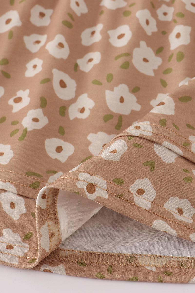 Mustard & mint floral print ruffle bloomer set