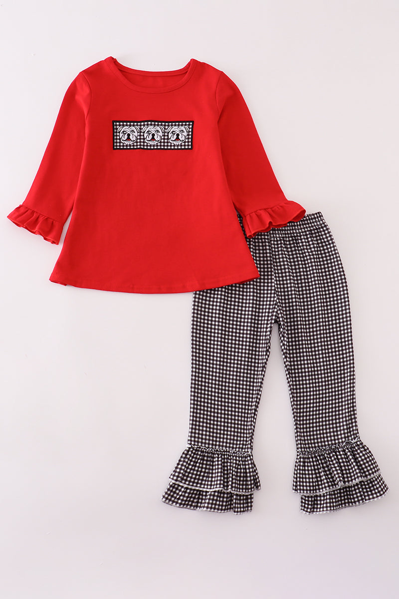 Georgia bulldog embroidery ruffle pants set