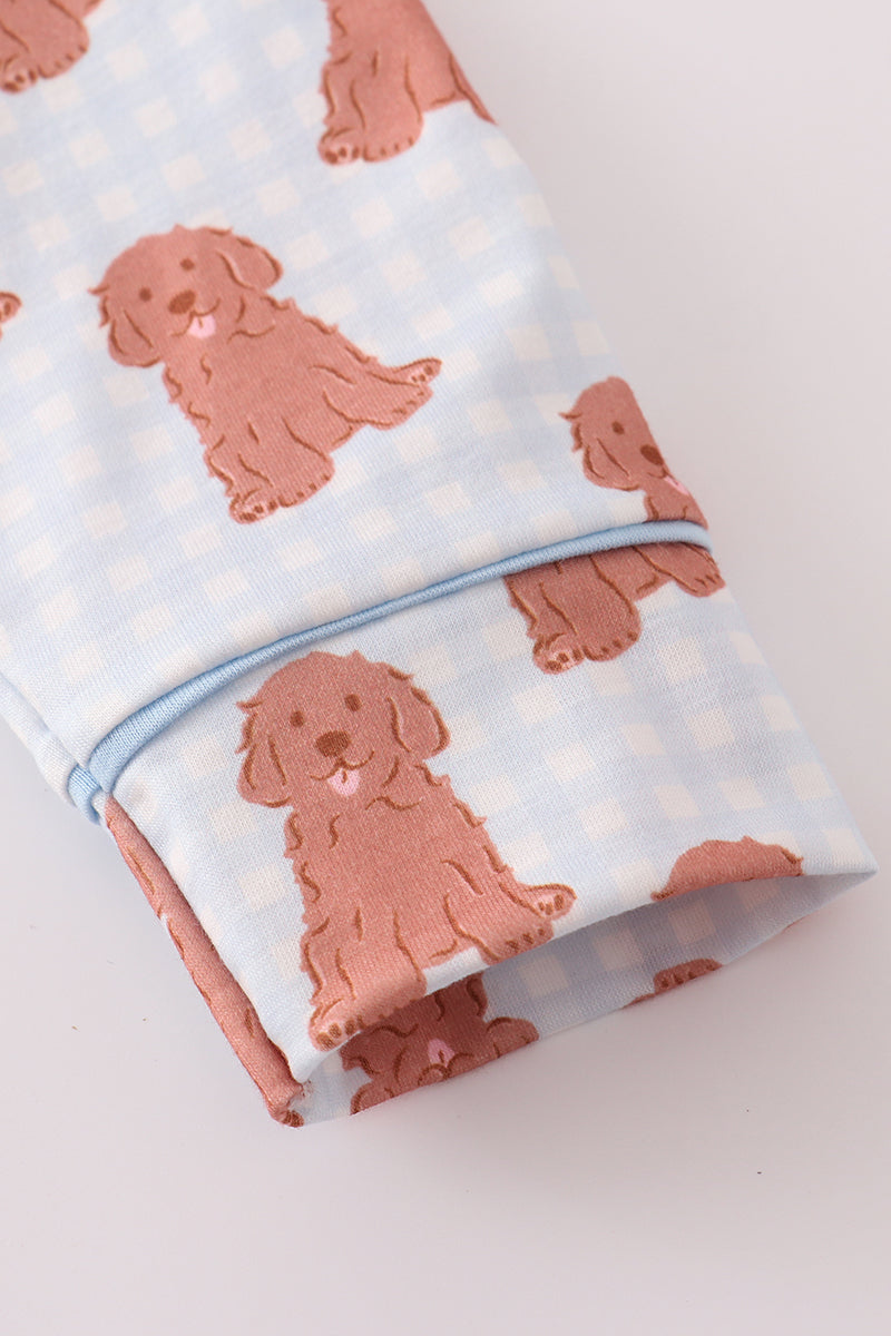 Pink puppy print pajamas set