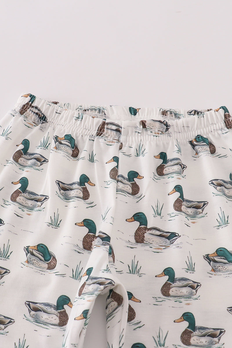 Green duck print pants set
