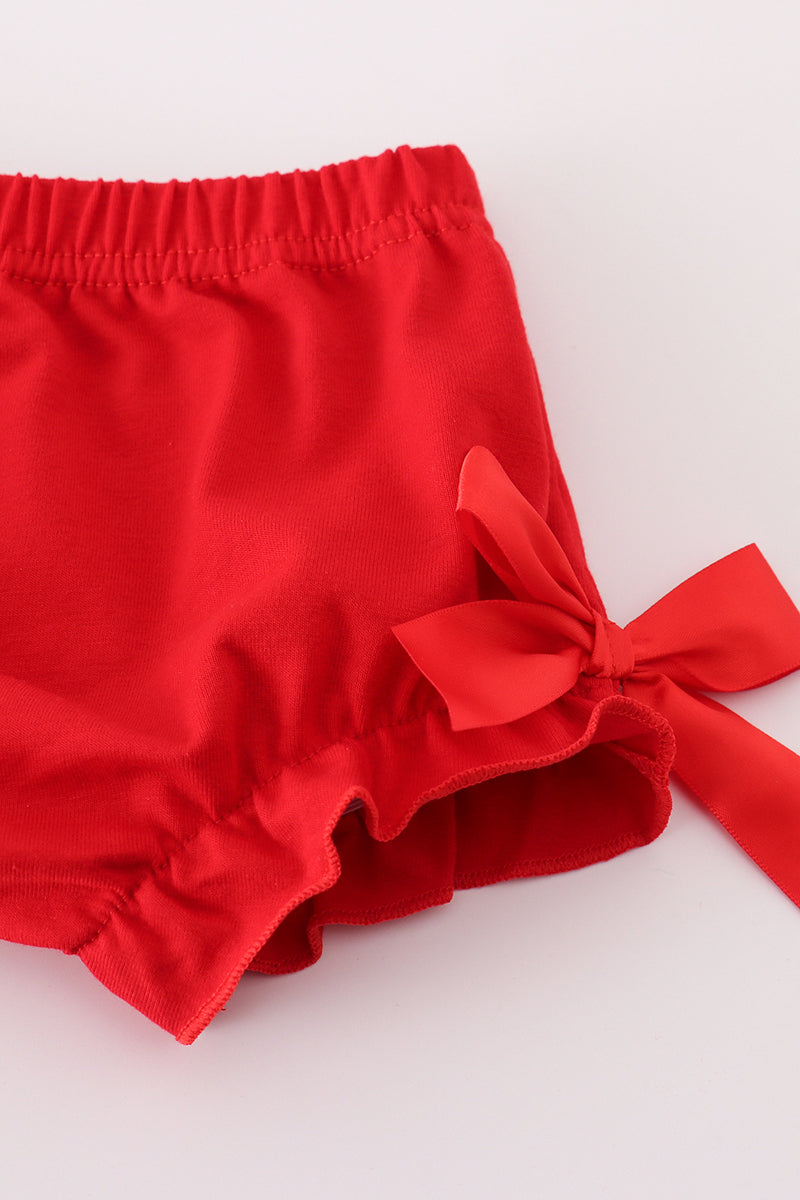 Red bow smocked bloomer set