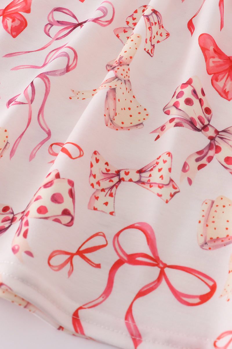 Red bow smocked bloomer set