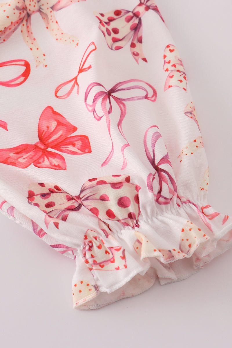 Red bow smocked bloomer set