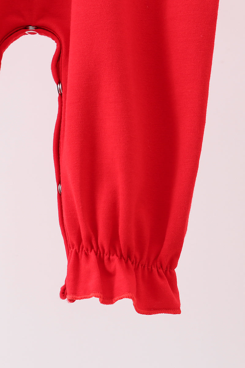 Red christmas tree embroidery romper