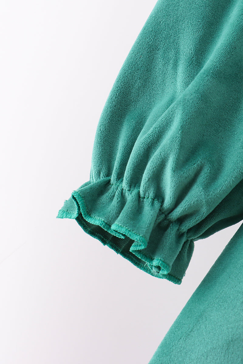 Forest merry christmas embroidery ruffle pants set