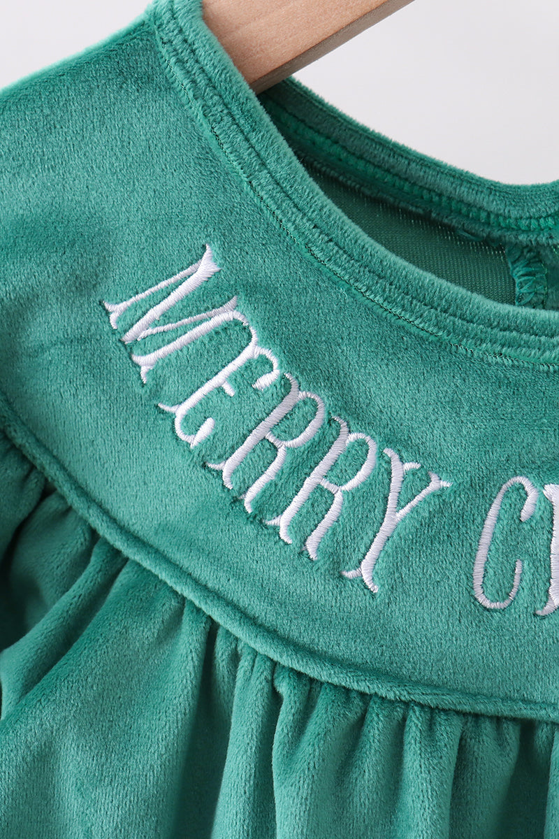 Forest merry christmas embroidery ruffle pants set