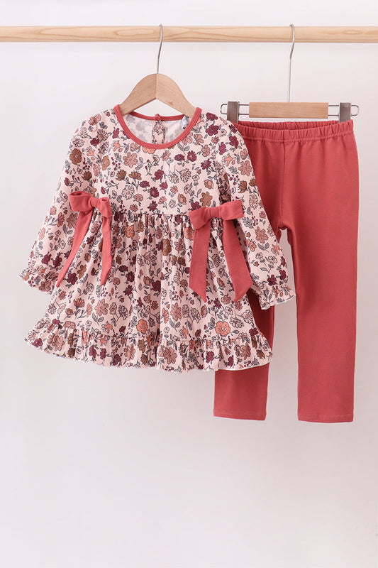 Autumn bloom corduroy ruffle pants set
