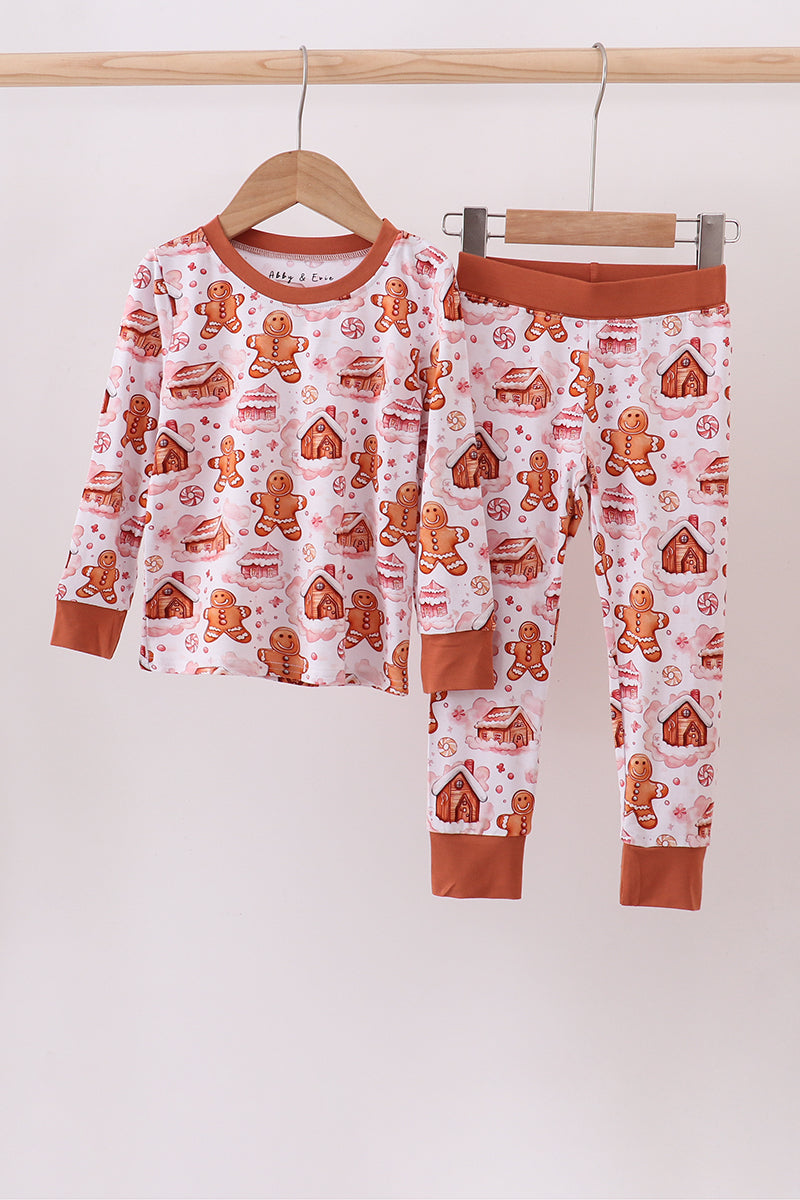 Brown gingerbread house bamboo pajmas romper