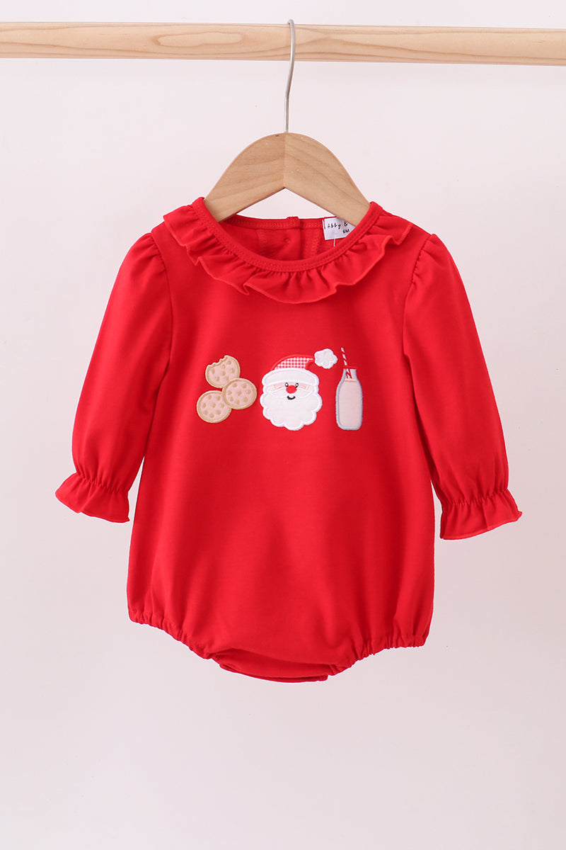 Red santa claus biscuit milk applique ruffle bubble