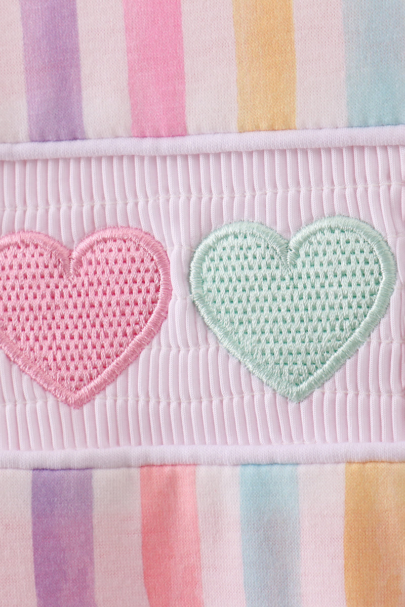 Multicolored heart smocked 2pc set