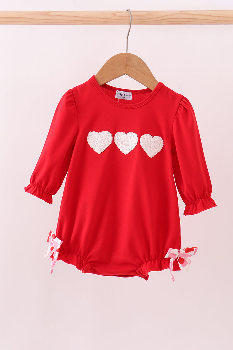 Red heart french knot bow bubble
