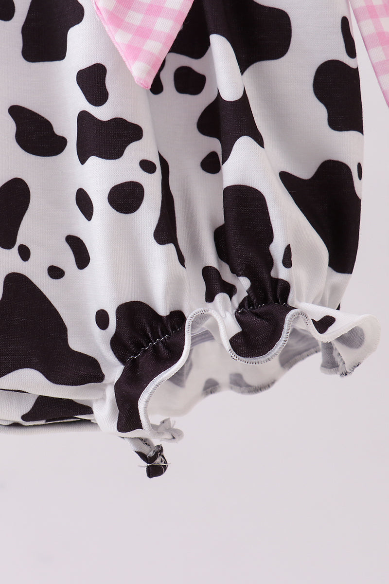 Black cow bow ruffle bubble