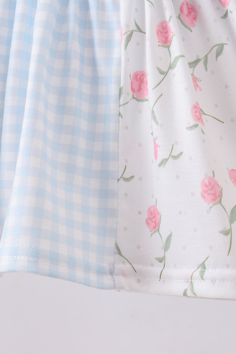 Blue floral ruffle bloomer set