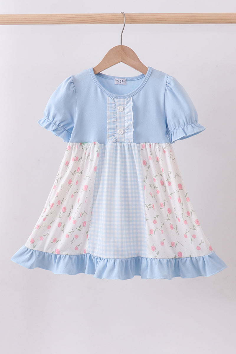 Blue floral ruffle dress