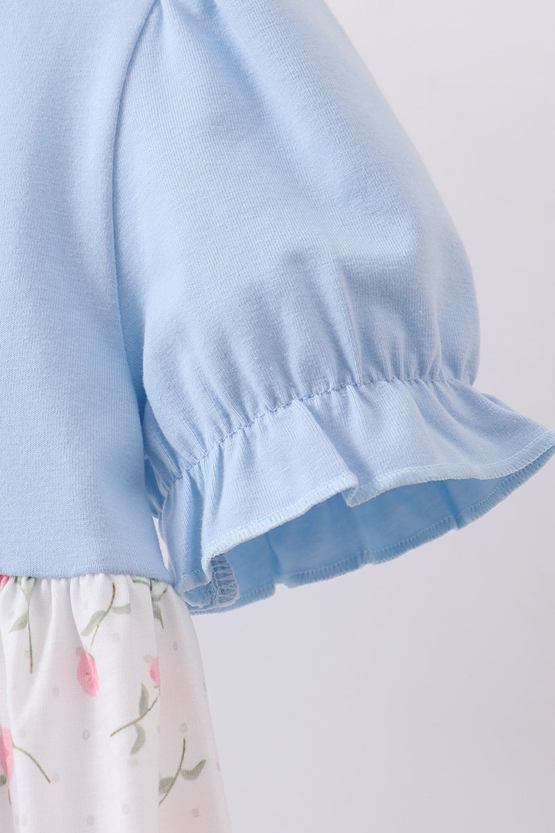 Blue floral ruffle dress