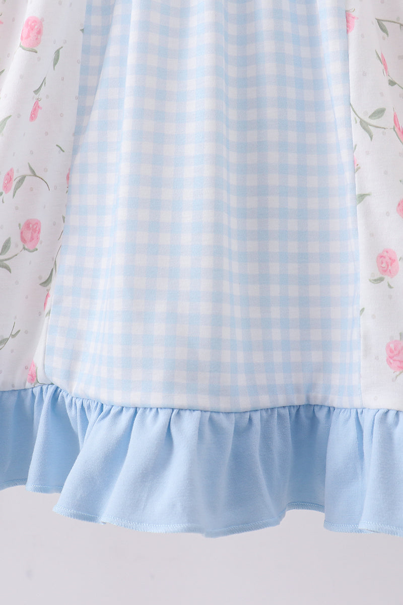Blue floral ruffle dress