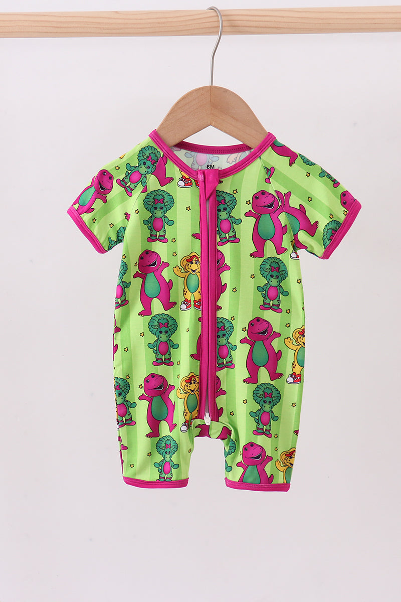 Green character bamboo romper