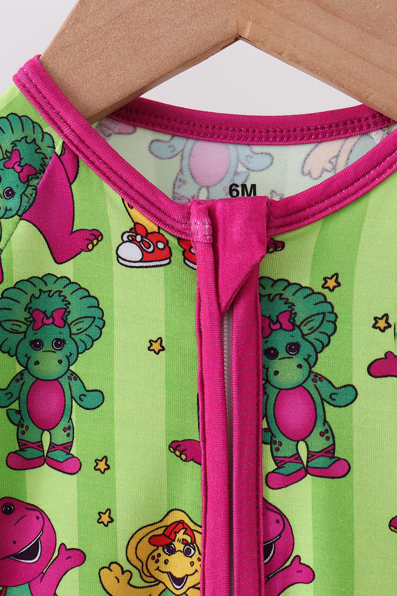 Green character bamboo romper