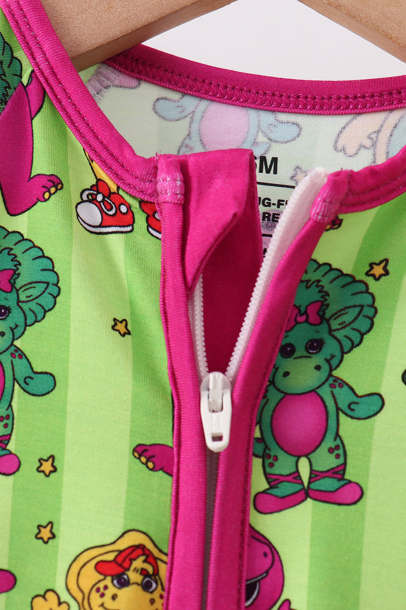 Green character bamboo romper