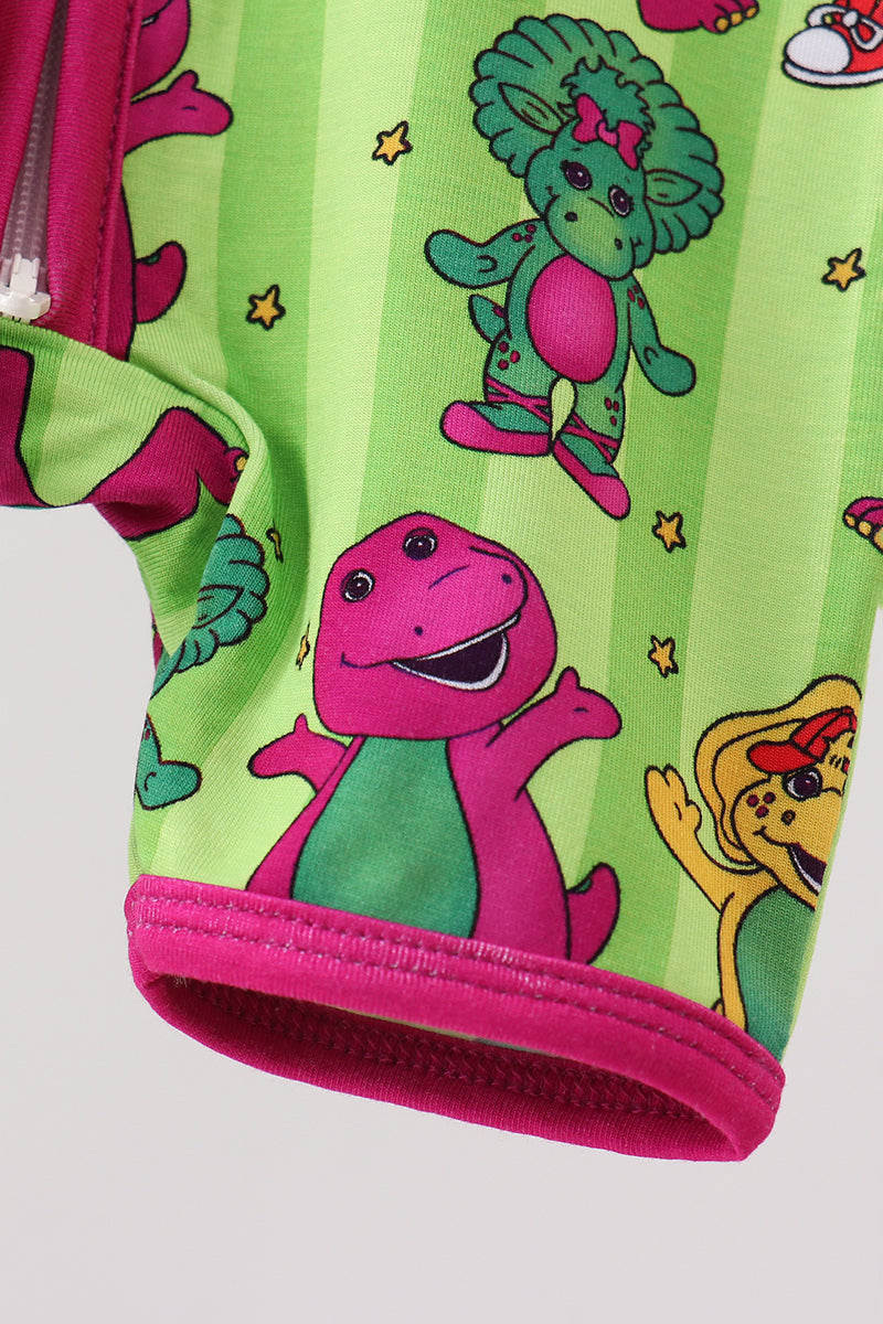 Green character bamboo romper