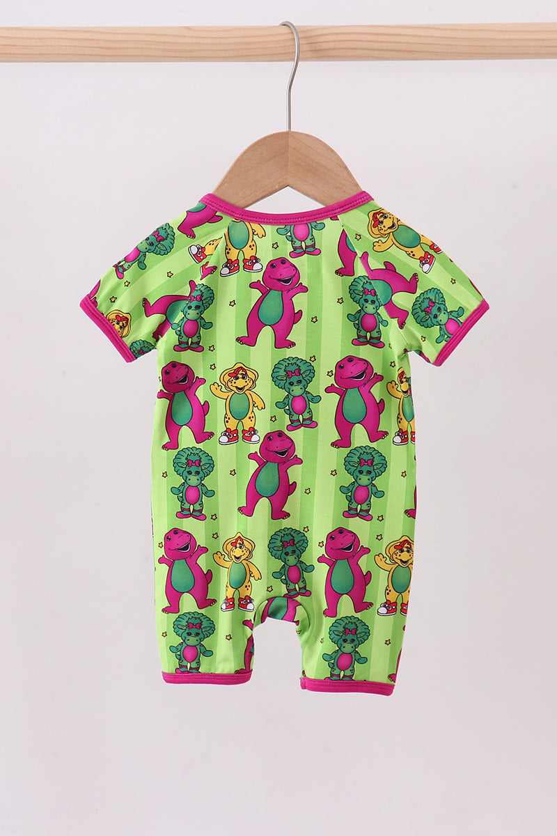 Green character bamboo romper