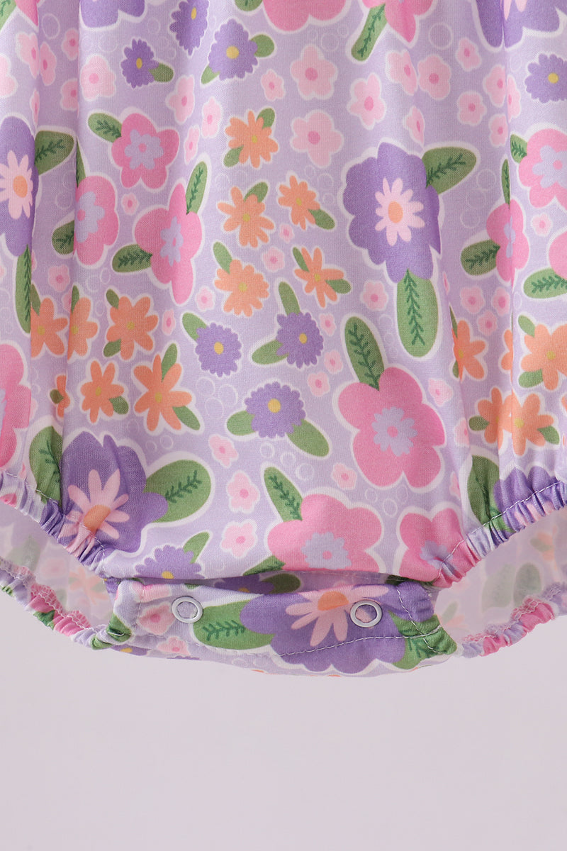 Purple floral Jesus loves me embroidery bubble