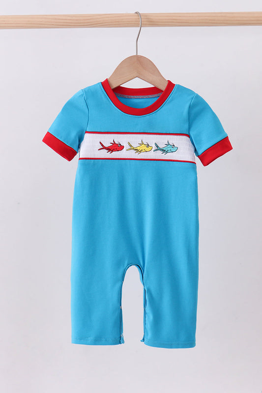 Blue Dr. Seuss smocked romper