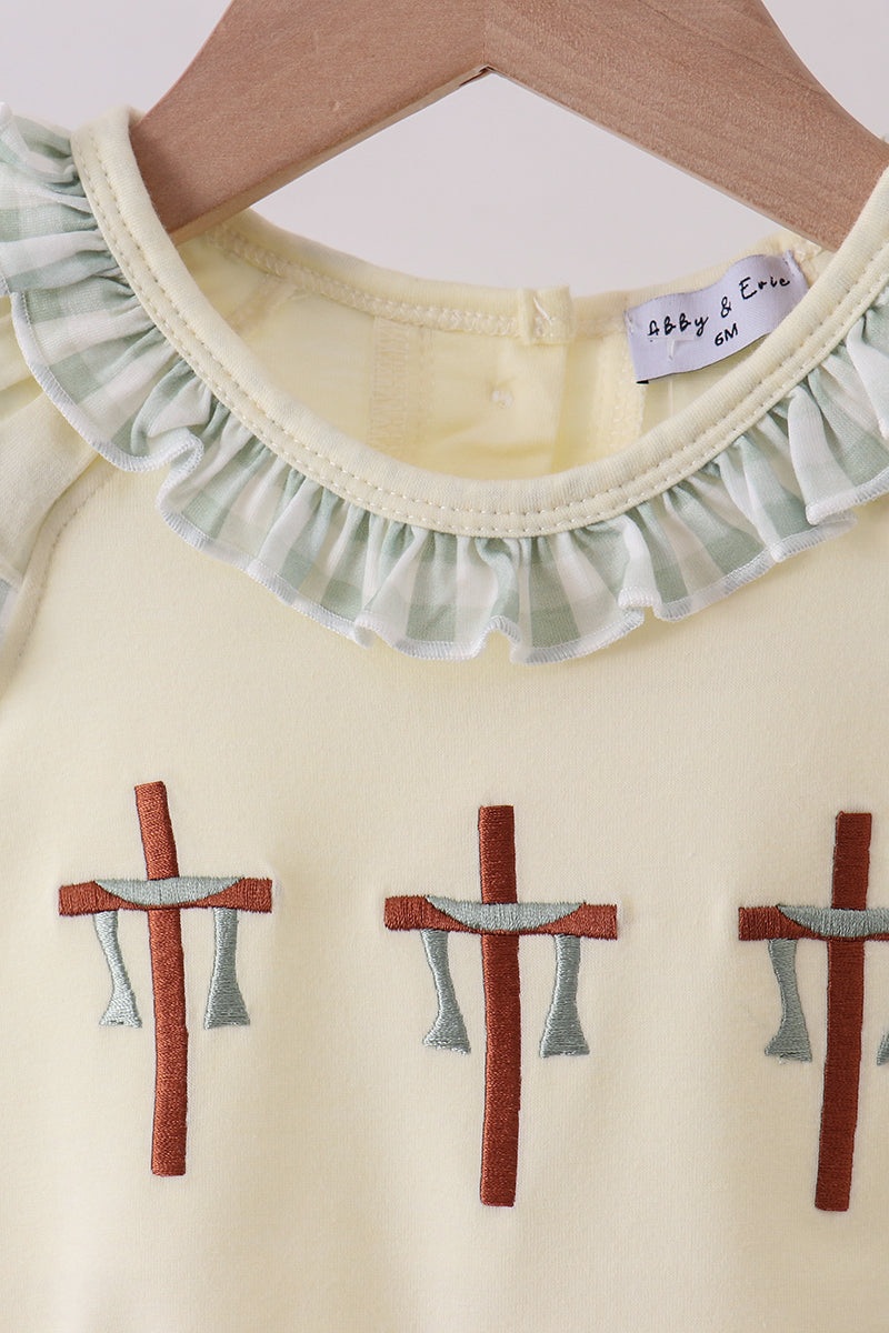 Green cross embroidery ruffle bubble