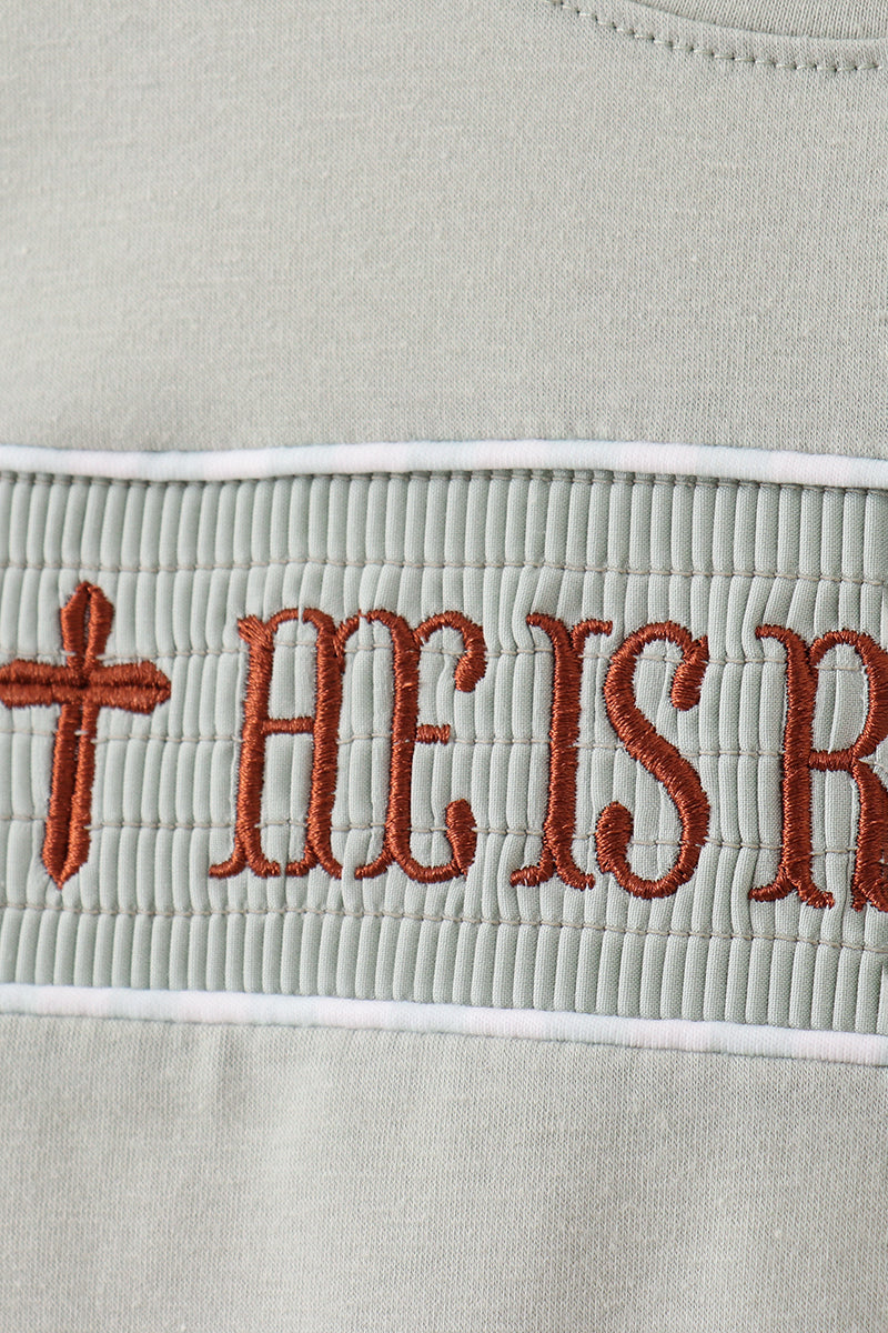 Sage he is risen smocked shorts set