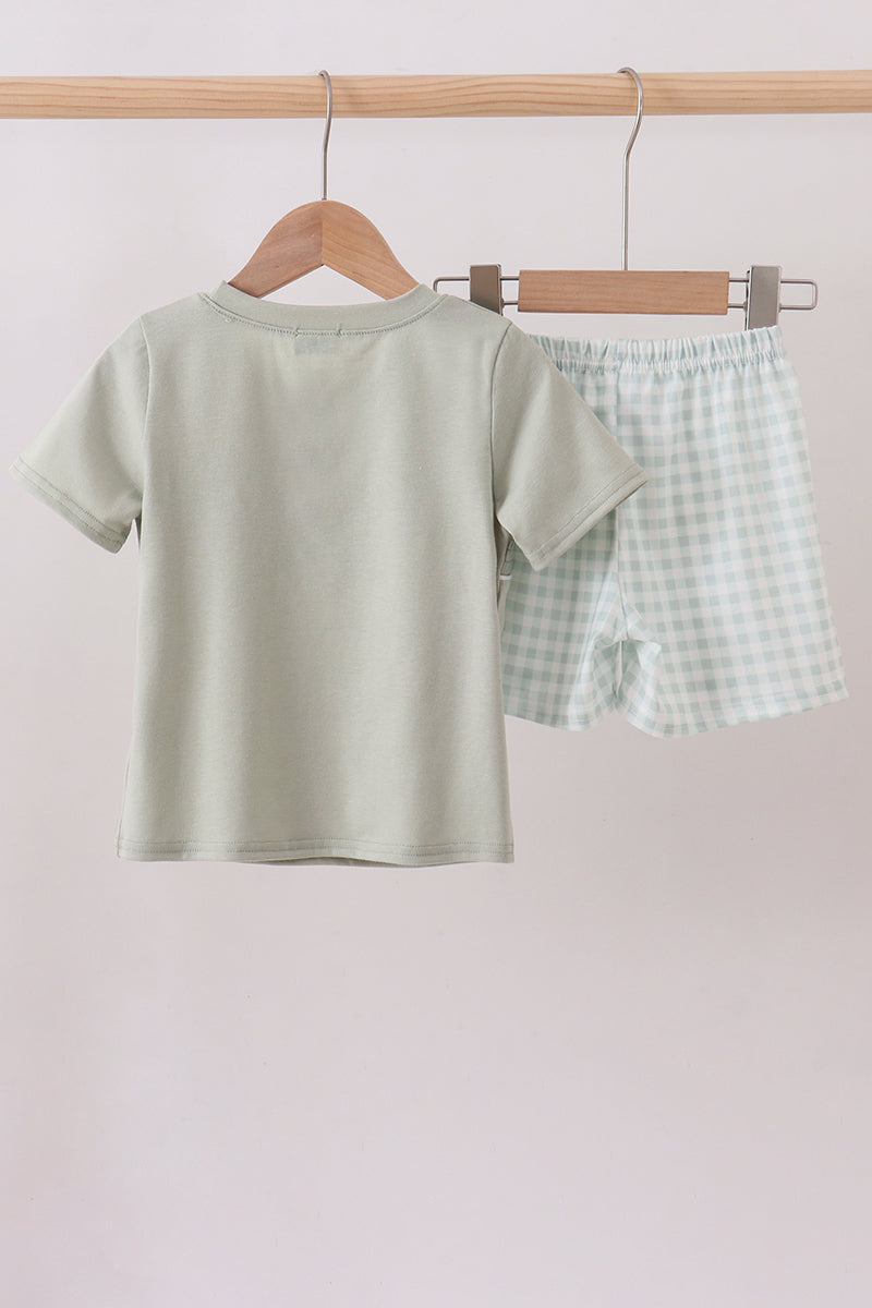 Sage he is risen smocked shorts set