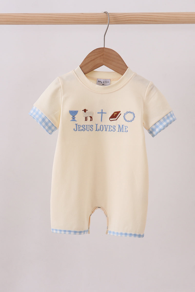 Jesus loves me embroidery romper