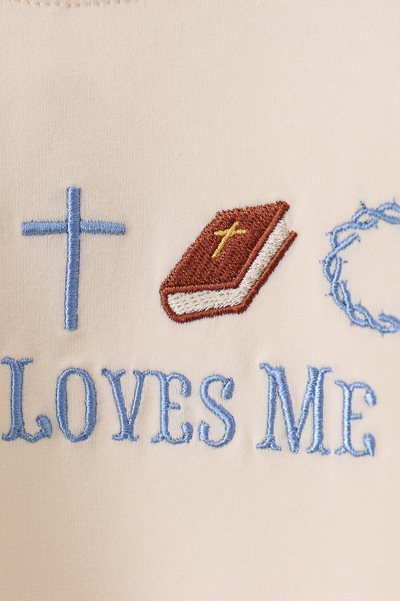 Jesus loves me embroidery romper