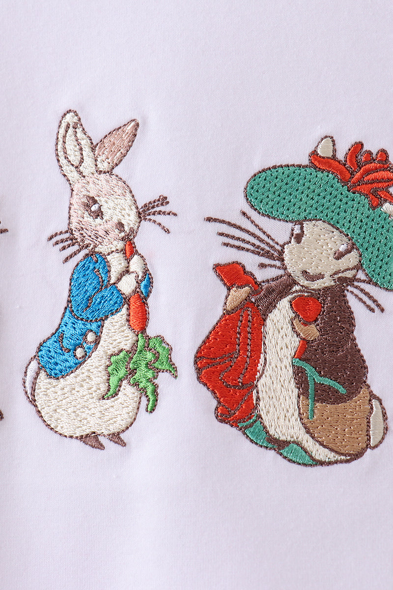 Bunny embroidery gingham shorts set