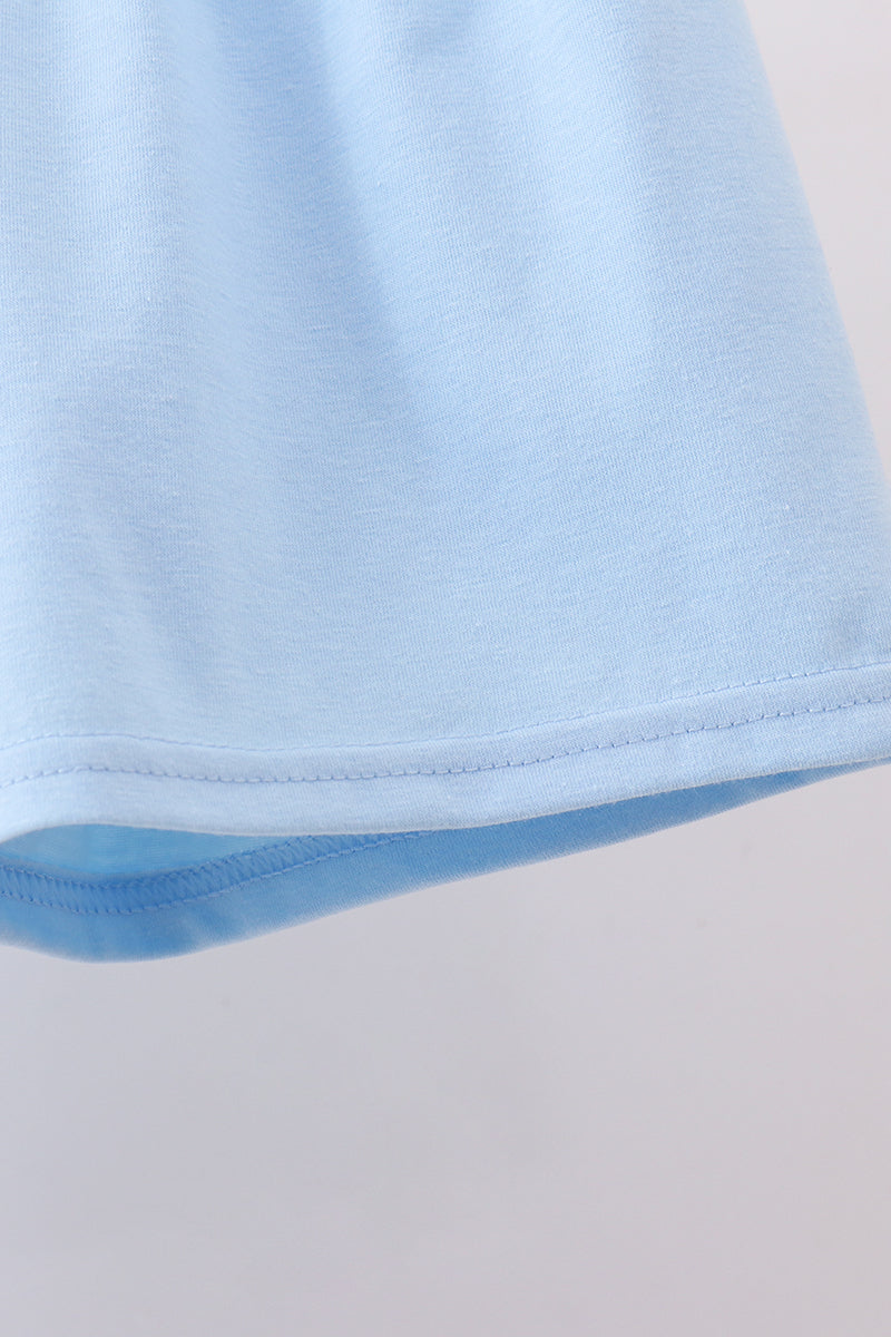 Blue cross embroidery shorts set