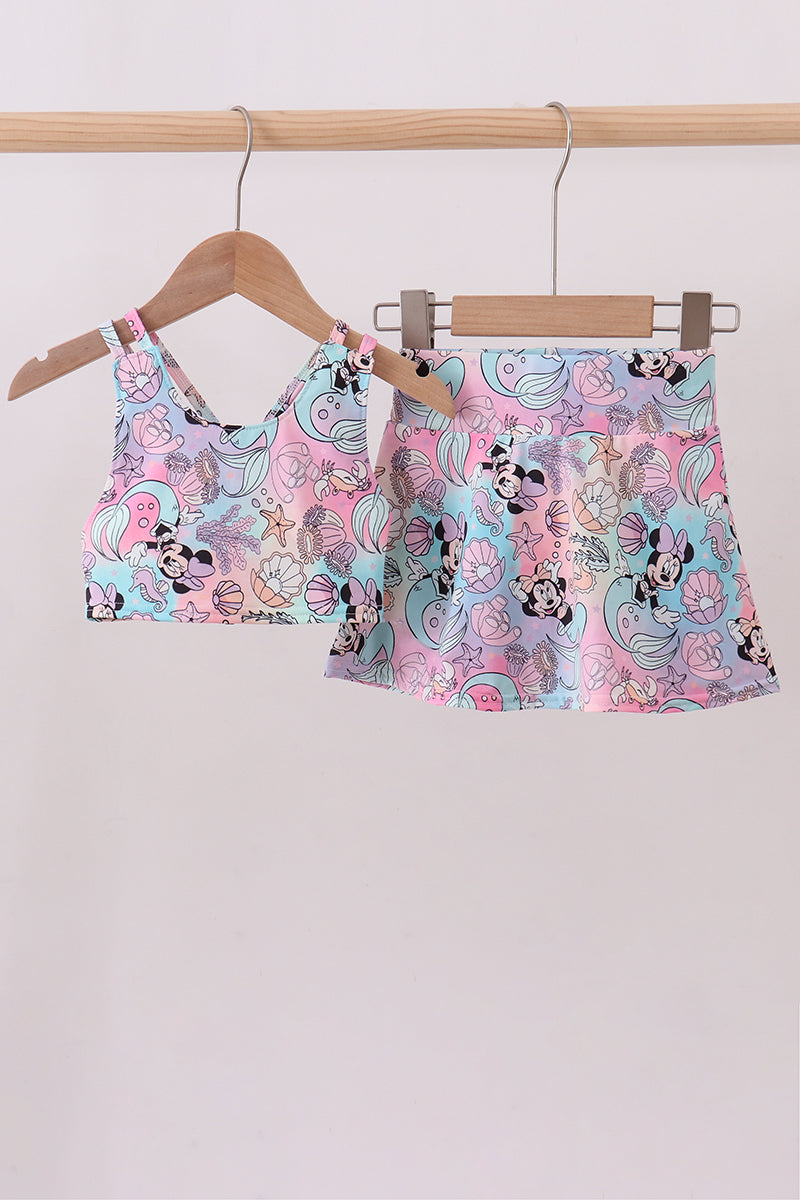 Character print girl skort set