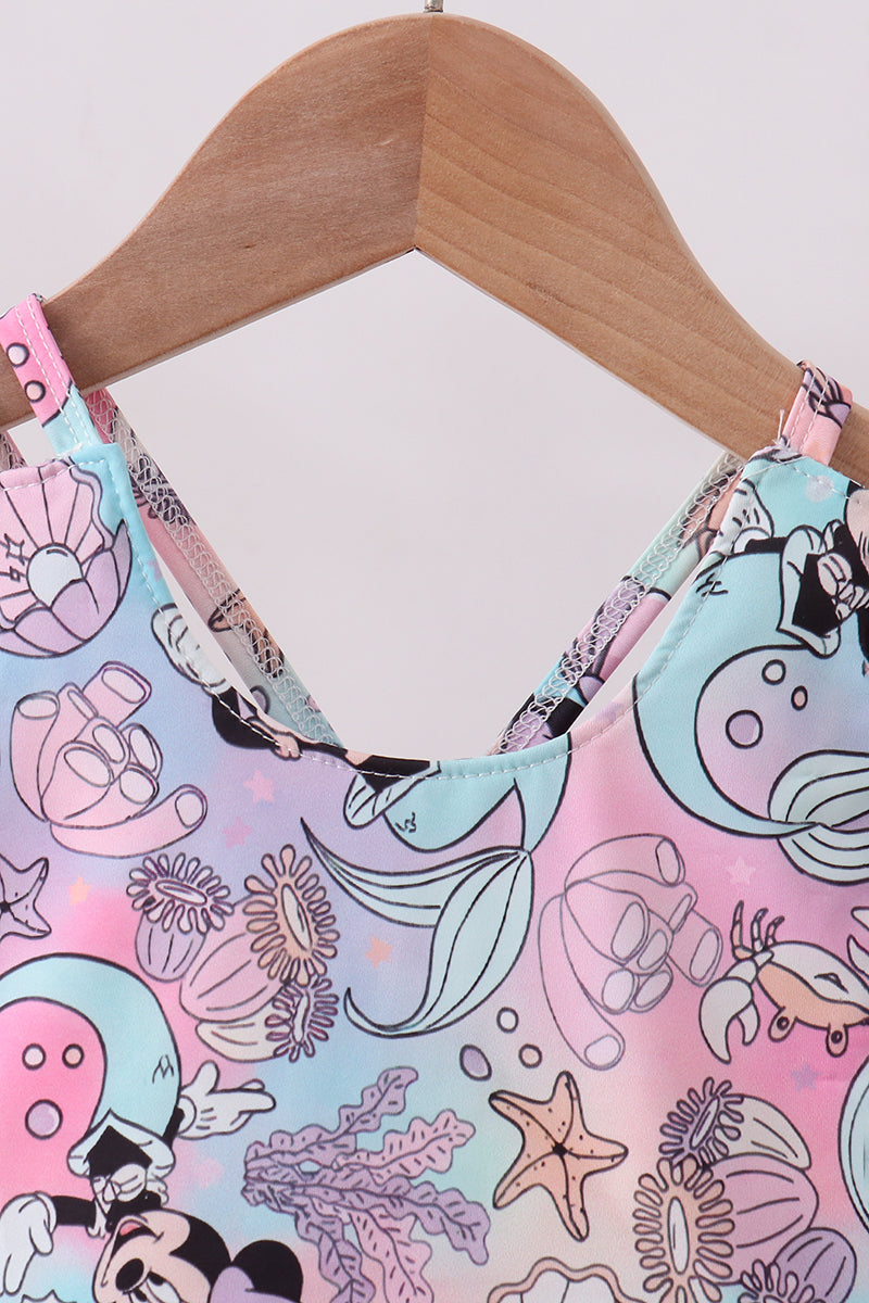 Character print girl skort set