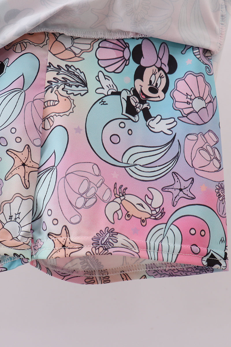 Character print girl skort set