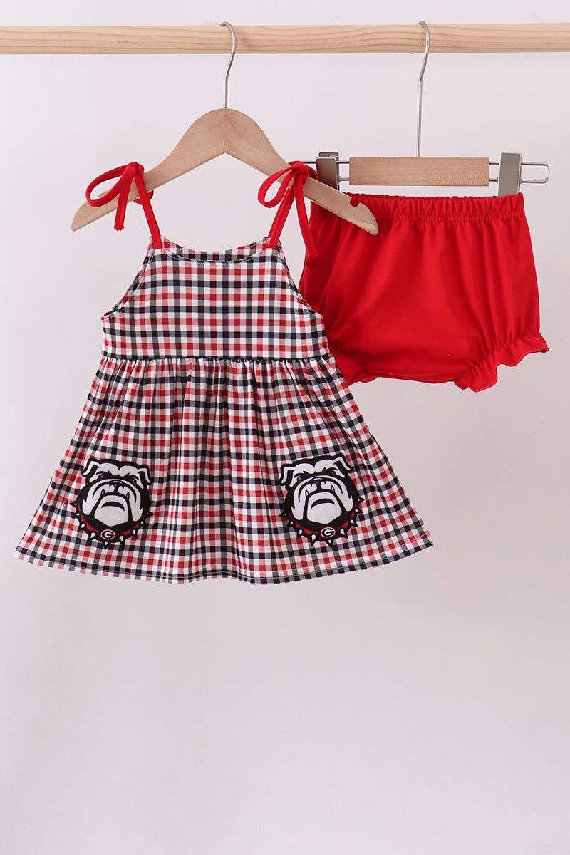 Georgia go dawgs applique plaid bloomer set