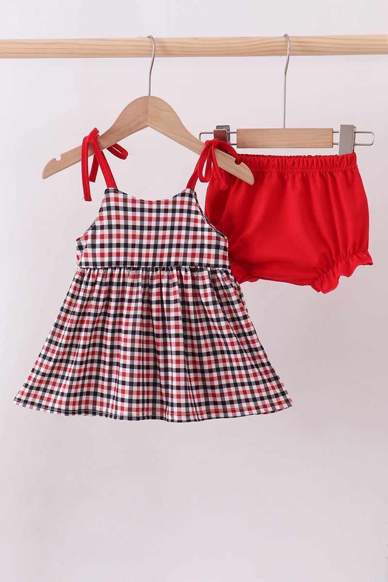 Georgia go dawgs applique plaid bloomer set