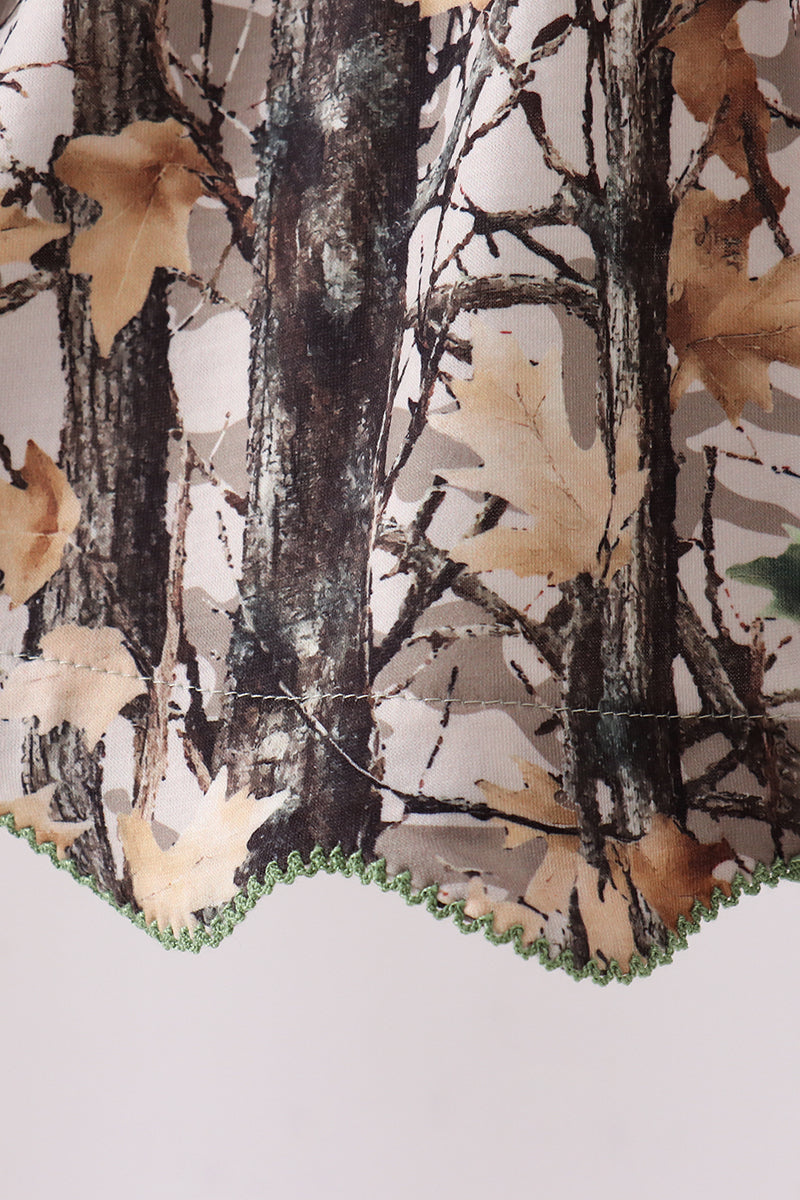 Camouflage smocked bow bloomer set