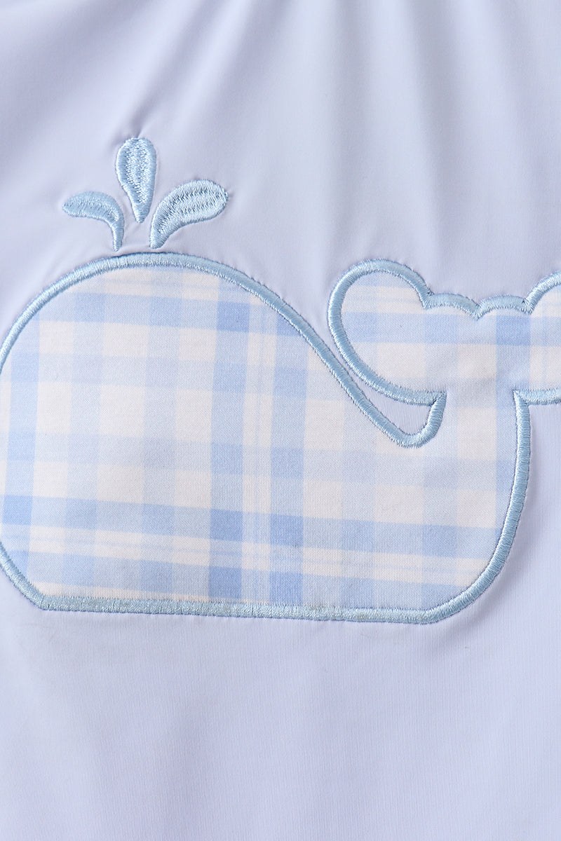 Blue whale applique 2pc swimsuit