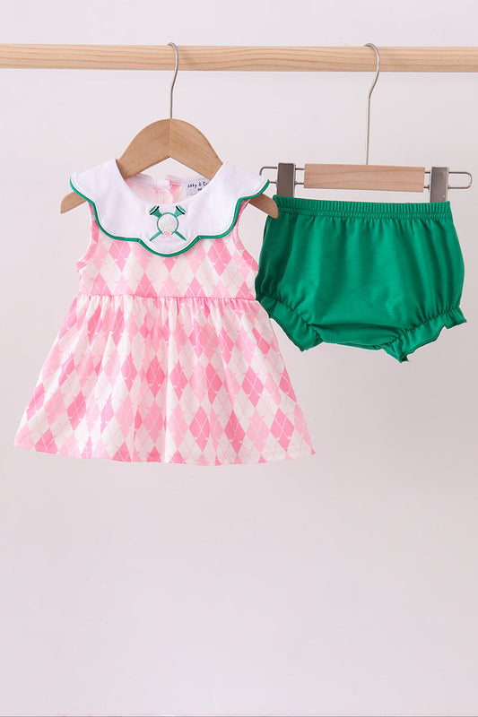 Green golf embroidery bloomer set
