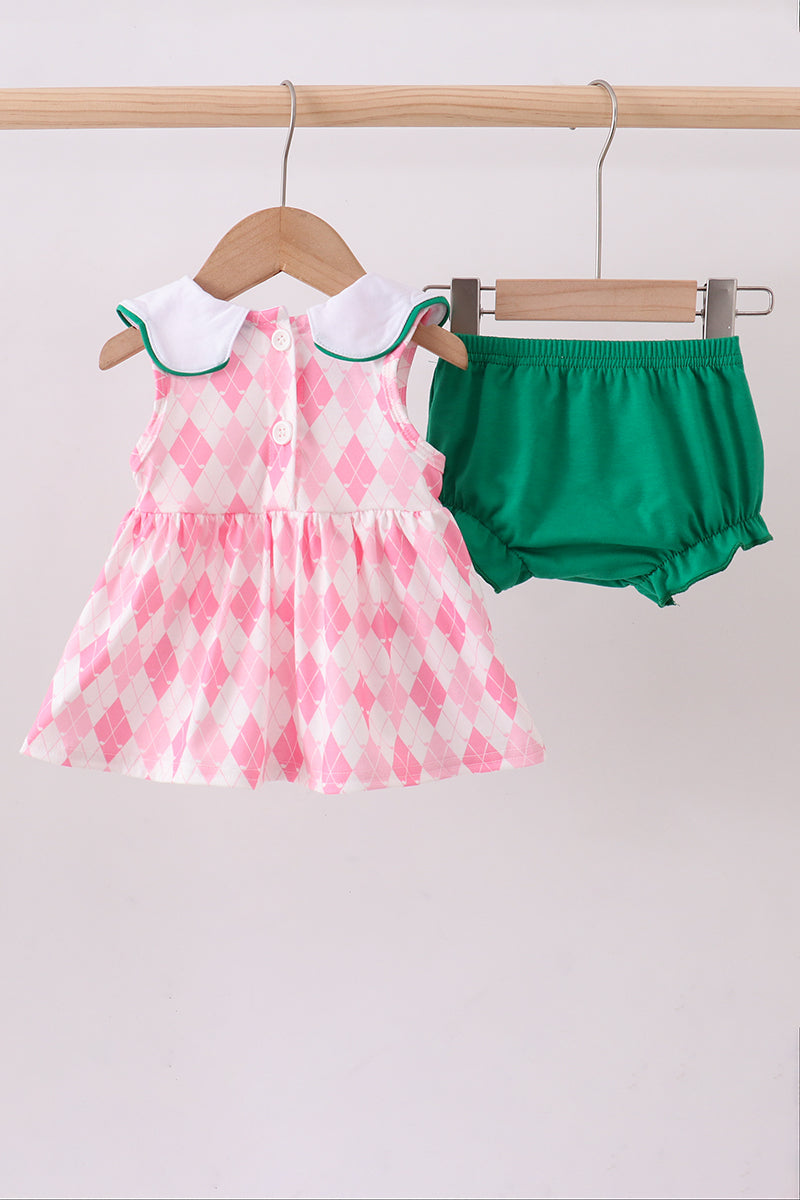 Green golf embroidery bloomer set