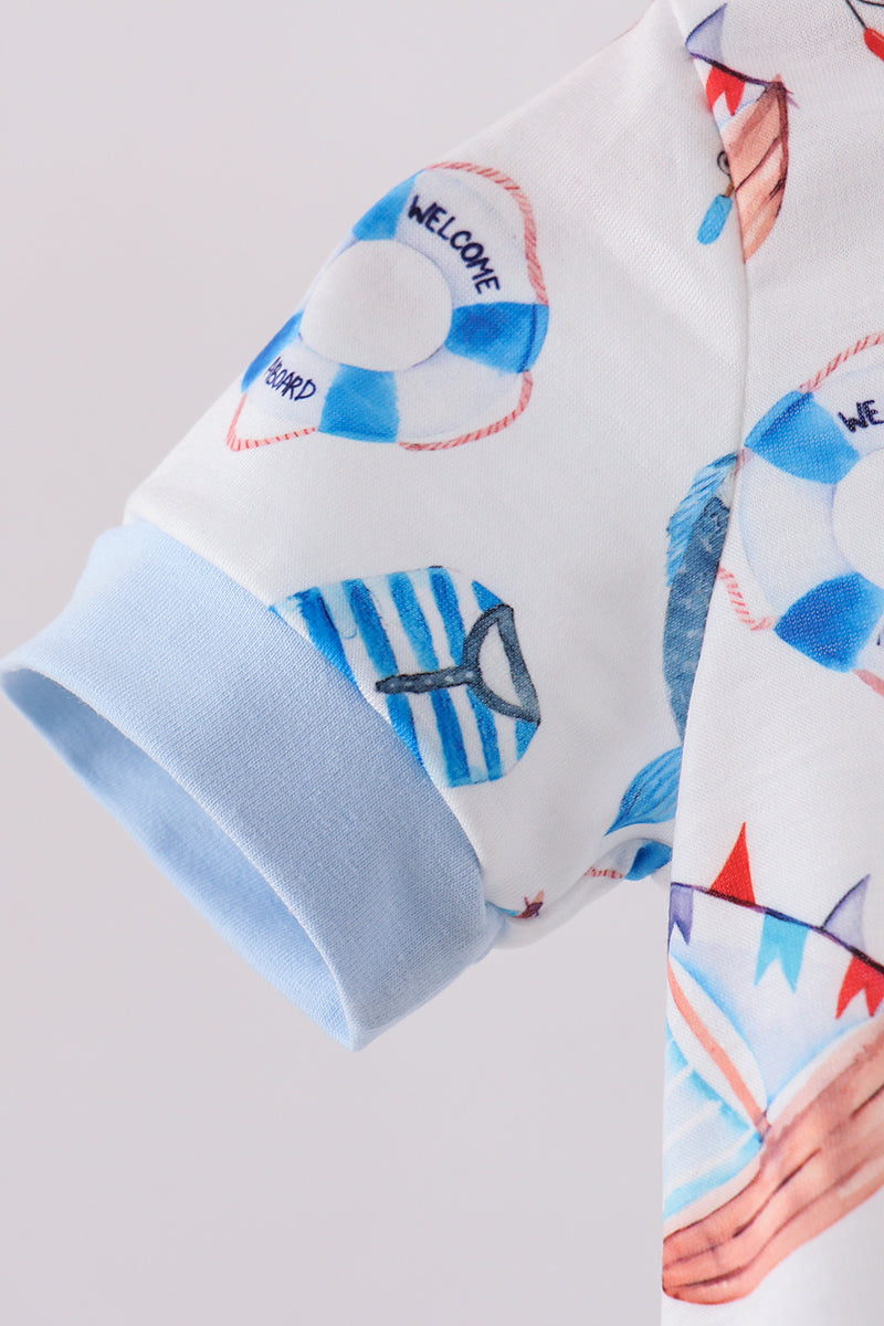 Blue sailboat print bubble